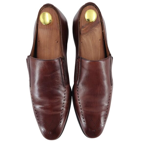 Mezlan Spain Men size 9 Burnished Brown Calf Leather Dress Shoes Slip-on Loafers - Picture 2 of 13